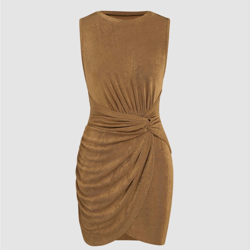 Solid Jersey Ruched Mini Dress